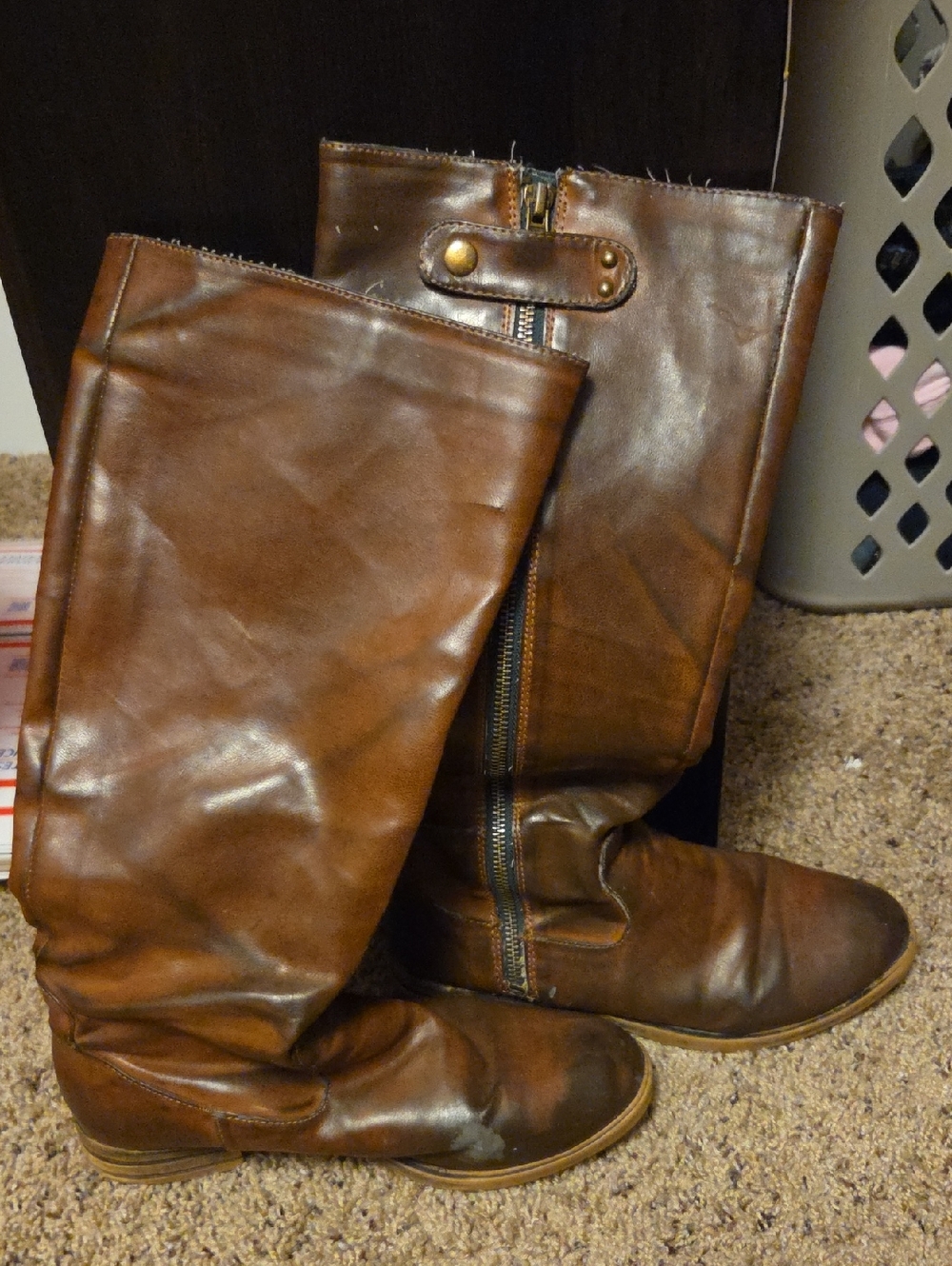 MIA Brown Leather Knee-High Boots (See Photos)